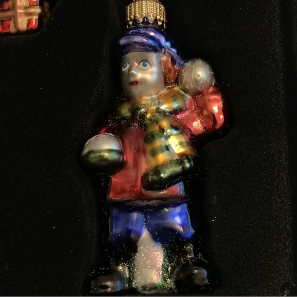 VTG Krebs Glass Christmas Hand painted Ornaments Girl Tree Snowball Boy New! - Picture 3 of 15